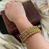 Thin Silk Thread Kundan Bangle-Gold-Square and Dot-G4942